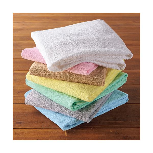 （まとめ） TANOSEE バスタオル ライトグレー1パック（3枚） 5セット