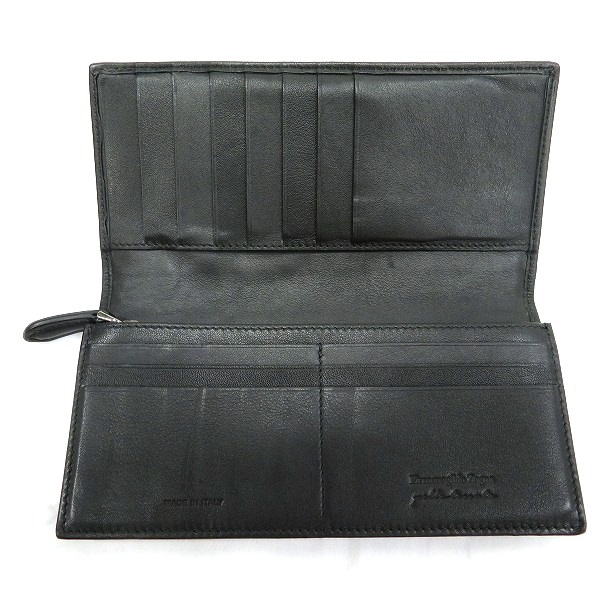 エルメネジルドゼニア ブラック 編み込み 財布 長財布 メンズ 【中古】 エルメネジルドゼニア ブラック 編み込み 財布 長財布 メンズ 【中古】