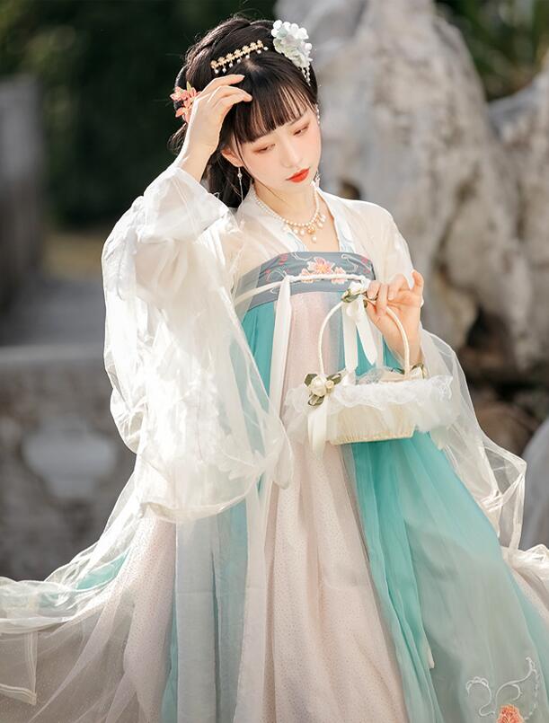 漢服 華流衣装 中華古代服 中華服 チャイナ服 中華 チャイナ 花柄刺繍 唐装 古典美人服 舞台衣装 ステージ衣装 グラデーション チャイナドレス イベント 仮装 コスチューム 写真撮影 振袖 華や