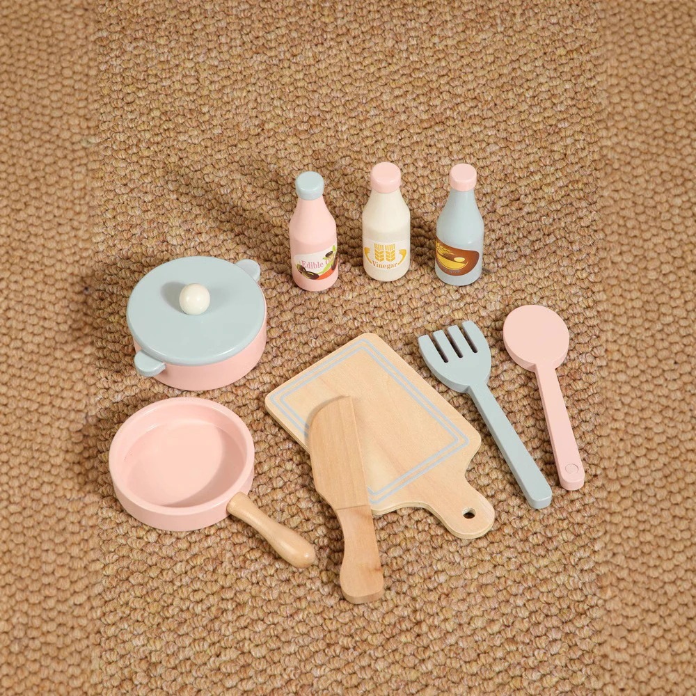 【急速出荷!】大サイズの木製冷蔵庫キッチンダイニングキッチンキッチンウェアストーブ男の子と女の子キリンプレイハウス木製おもちゃセット