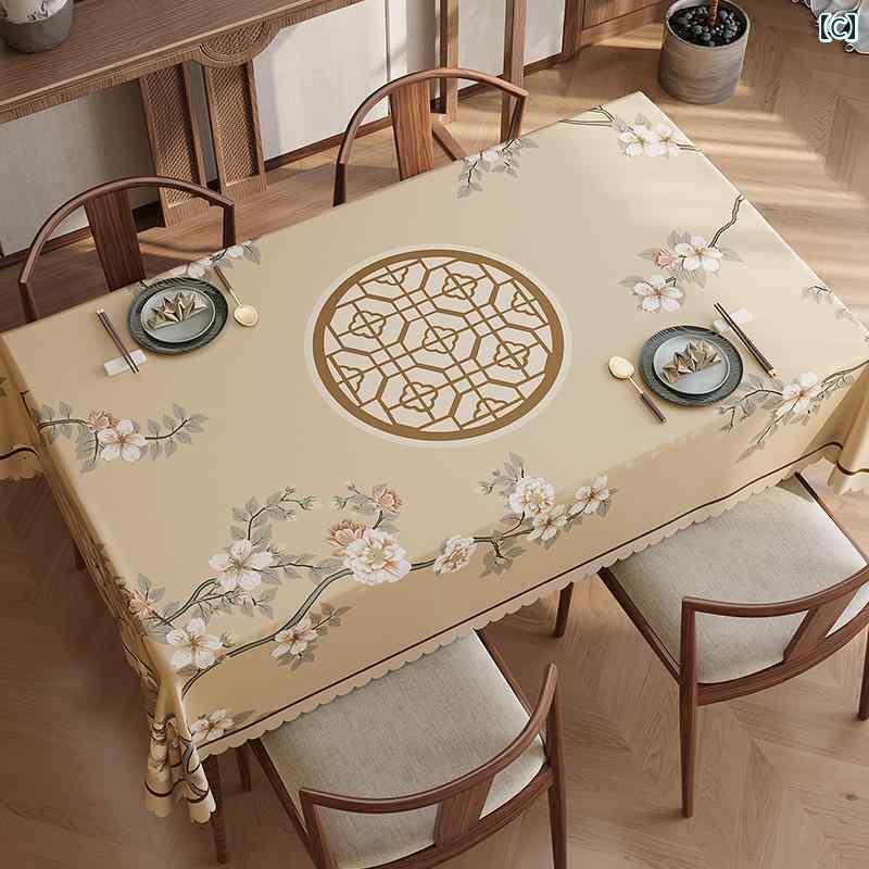 テーブルクロス おしゃれ インテリア ティー コーヒー カバー 家庭 レストラン カフェ 喫茶店 ダイニング チャイナ風 防水 耐油 PVC リビング ルーム ダイニング マット