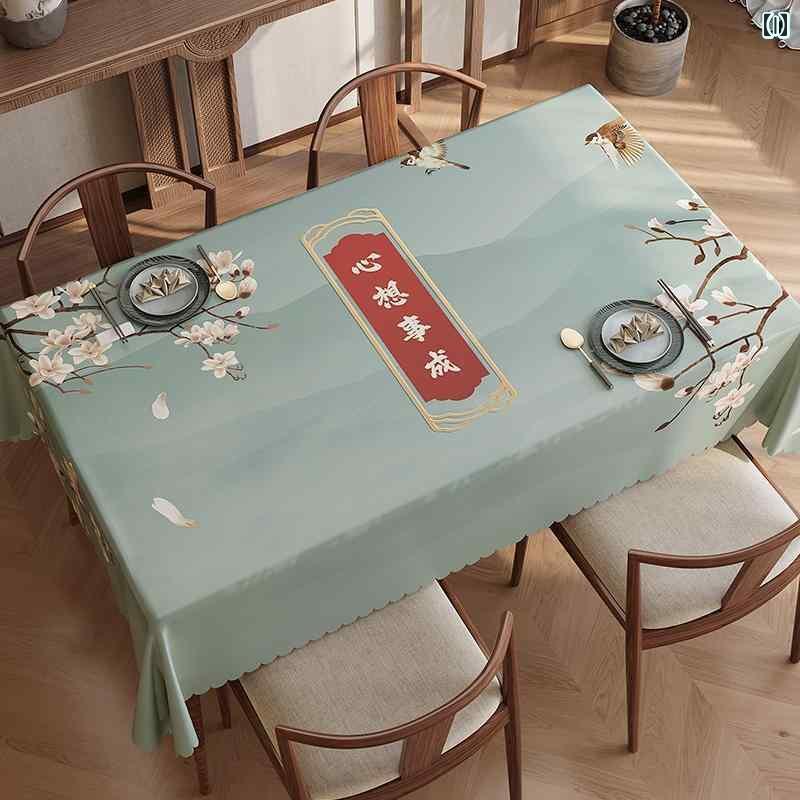 テーブルクロス おしゃれ インテリア ティー コーヒー カバー 家庭 レストラン カフェ 喫茶店 ダイニング チャイナ風 防水 耐油 PVC リビング ルーム ダイニング マット