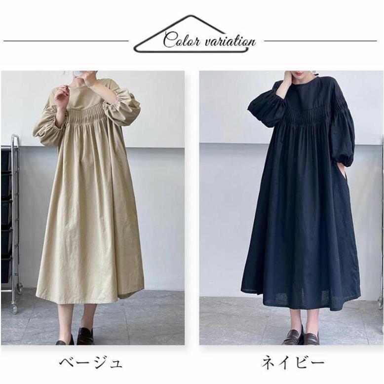ロングワンピース ワンピース レディース 春ワンピ 九分袖 Aライン シャツワンピース 綿 大きいサイズ 体型カバー 大人 可愛い コットン