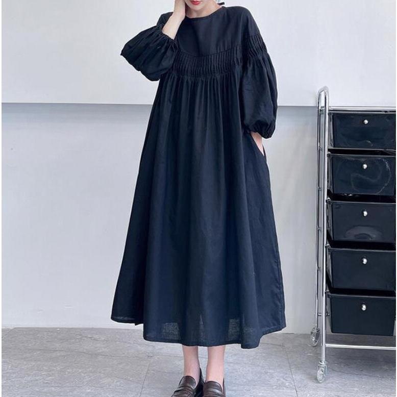 ロングワンピース ワンピース レディース 春ワンピ 九分袖 Aライン シャツワンピース 綿 大きいサイズ 体型カバー 大人 可愛い コットン