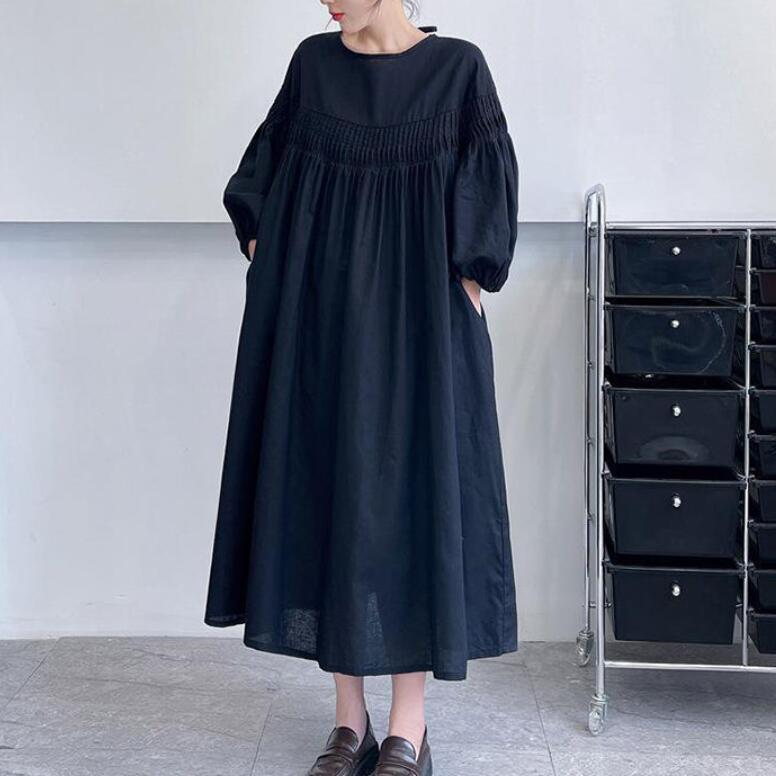 ロングワンピース ワンピース レディース 春ワンピ 九分袖 Aライン シャツワンピース 綿 大きいサイズ 体型カバー 大人 可愛い コットン