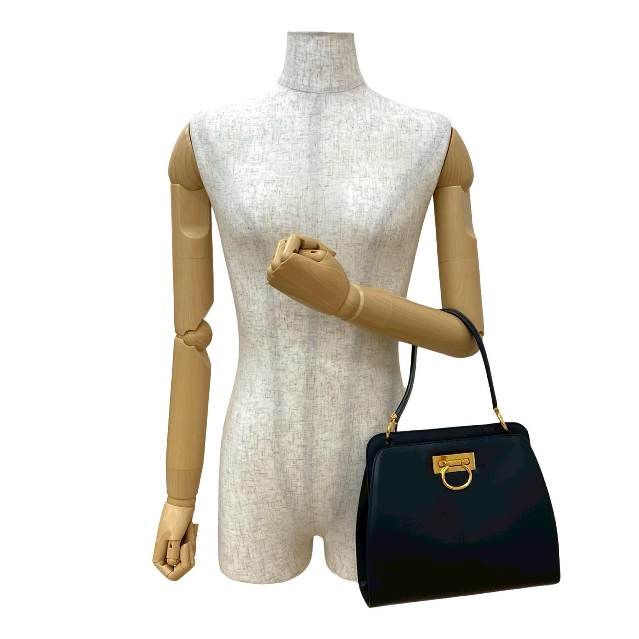 ヴィンテージ ダブルフェイス ガンチーニ 金具ハンドバッグ レザー