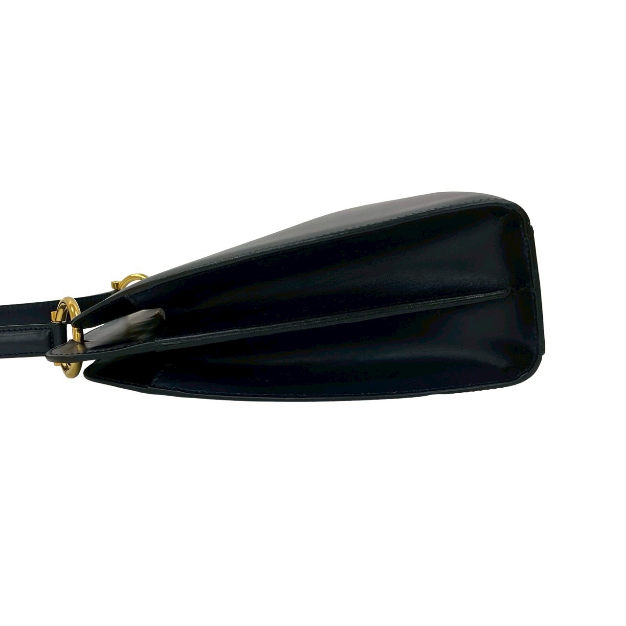 ヴィンテージ ダブルフェイス ガンチーニ 金具ハンドバッグ レザー ネイビー 06006