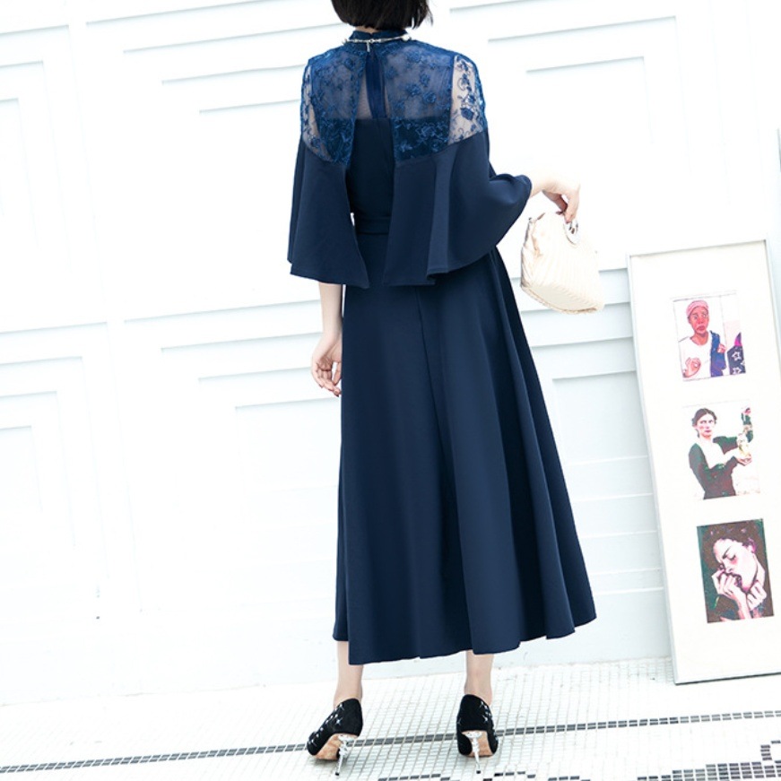 【高級品質!】 れドレス 二の腕カバー 4色展開 スタンドネック 切り替え レース 透かし彫り ハイウエスト Aライン パーティードレス 【高級品質!】 れドレス 二の腕カバー 4色展開 スタンドネック 切り替え レース 透かし彫り ハイウエスト Aライン パーティードレス