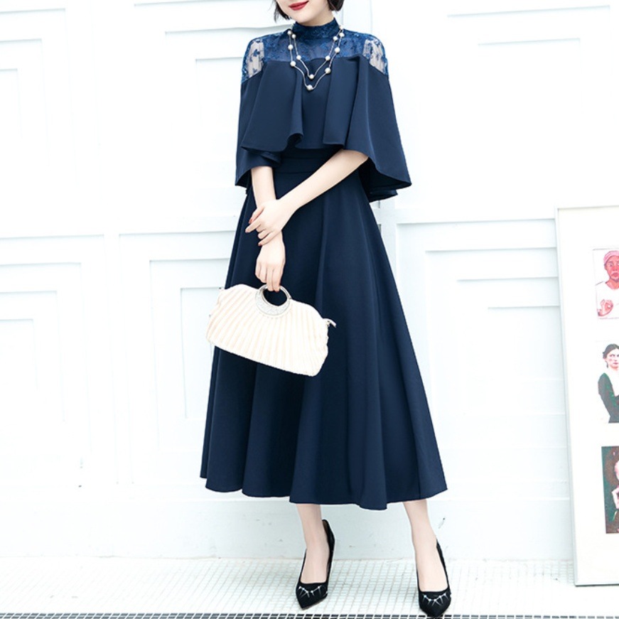 【高級品質!】 れドレス 二の腕カバー 4色展開 スタンドネック 切り替え レース 透かし彫り ハイウエスト Aライン パーティードレス 【高級品質!】 れドレス 二の腕カバー 4色展開 スタンドネック 切り替え レース 透かし彫り ハイウエスト Aライン パーティードレス