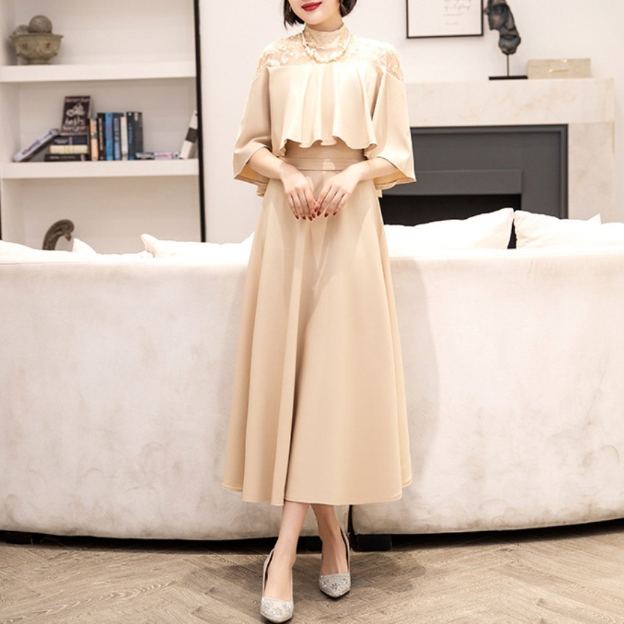 【高級品質!】 れドレス 二の腕カバー 4色展開 スタンドネック 切り替え レース 透かし彫り ハイウエスト Aライン パーティードレス 【高級品質!】 れドレス 二の腕カバー 4色展開 スタンドネック 切り替え レース 透かし彫り ハイウエスト Aライン パーティードレス