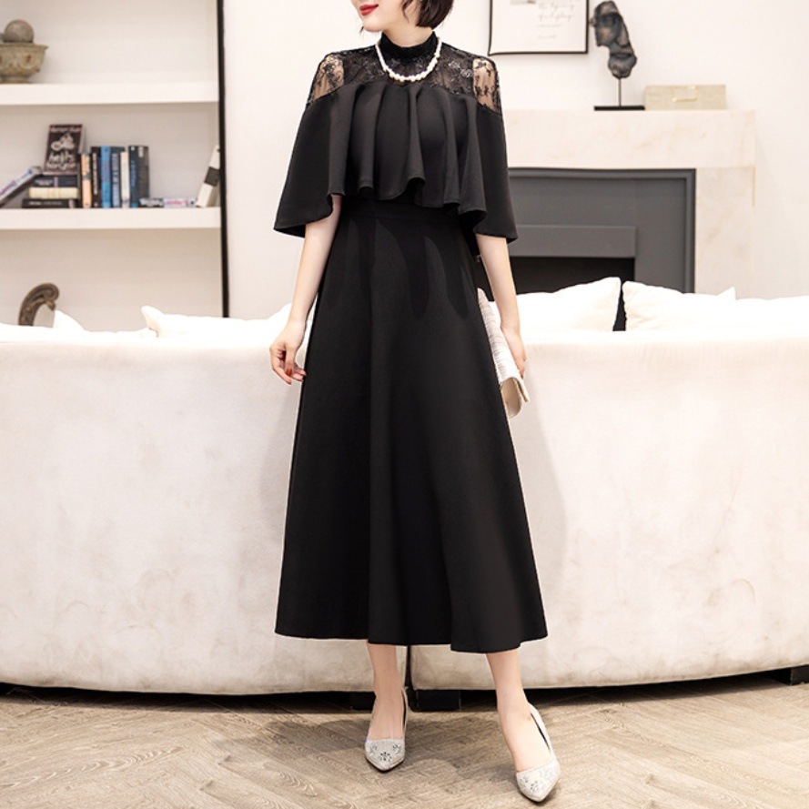 【高級品質!】 れドレス 二の腕カバー 4色展開 スタンドネック 切り替え レース 透かし彫り ハイウエスト Aライン パーティードレス 【高級品質!】 れドレス 二の腕カバー 4色展開 スタンドネック 切り替え レース 透かし彫り ハイウエスト Aライン パーティードレス