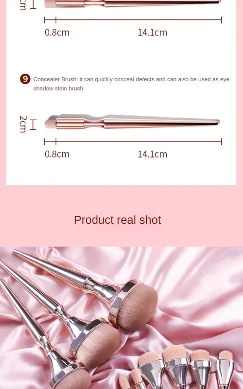 メイクブラシセット,ピンクとゴールド,デラックス,パウダー,アイシャドウ,ファンデーション,リップ,ミックス,9ピース/セット