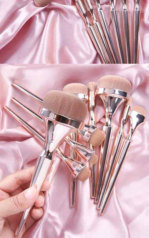 メイクブラシセット,ピンクとゴールド,デラックス,パウダー,アイシャドウ,ファンデーション,リップ,ミックス,9ピース/セット