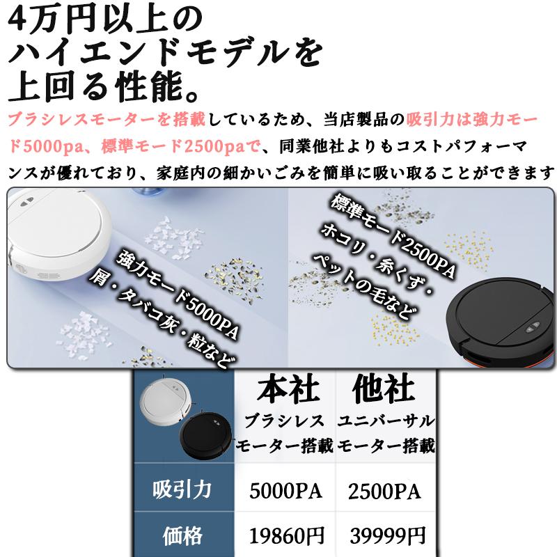 ラストチャンスロボット掃除機 お掃除ロボット 水拭き両用 5000Pa 強力吸引 水拭き 床拭きロボット コスパ 2in1 床拭きロボット高性能 自動ゴミ収集 収納 比較 シンプル操作 拭き掃除両用_3