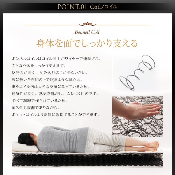 マットレス シングル ボンネルコイル硬さ:かため 超快眠マットレス抗菌防臭防ダニ