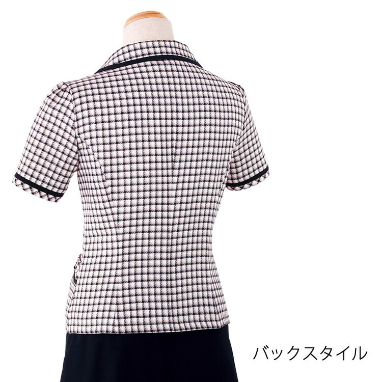 レディース 半袖 オーバーブラウス ジョア 26390 春夏 チェック ライトジャケット オフィス ユニフォーム 制服 通勤 事務服 OL きれい きちんと ママ服 レディス おしゃれ か