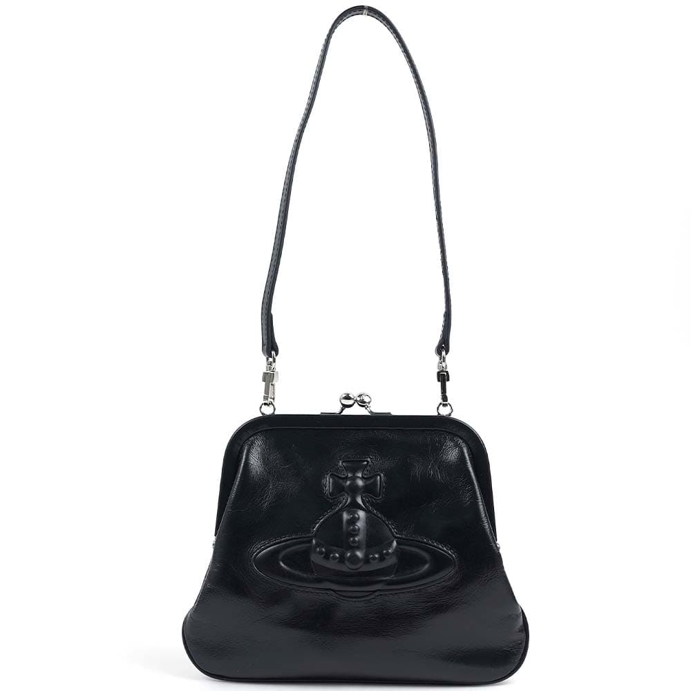 ヴィヴィアンウエストウッド バッグ ショルダーバッグ 肩掛け がま口 お財布ポシェット レザー ブラック VIVIENNE S CLUTCH BLACK BAG Vivienne Westwood 5 ヴィヴィアンウエストウッド バッグ ショルダーバッグ 肩掛け がま口 お財布ポシェット レザー ブラック VIVIENNE S CLUTCH BLACK BAG Vivienne Westwood 5