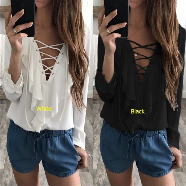 ホットセールロングスリーブラージブラウス春秋レディースポルカドットVネックシャツトップchemise des ホットセールロングスリーブラージブラウス春秋レディースポルカドットVネックシャツトップchemise des