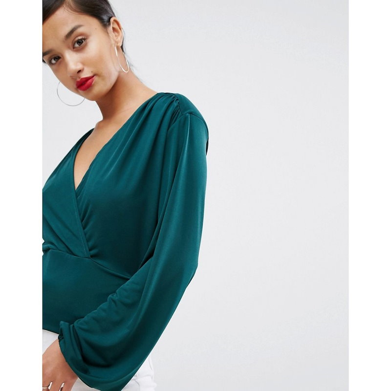 ジョンザック レディース トップス ブラウス・シャツ【John Zack Petite Wrap Front Blouse】Green ジョンザック レディース トップス ブラウス・シャツ【John Zack Petite Wrap Front Blouse】Green