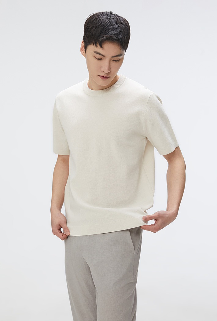 [COOL] ラウンドネック半袖ニットウェア