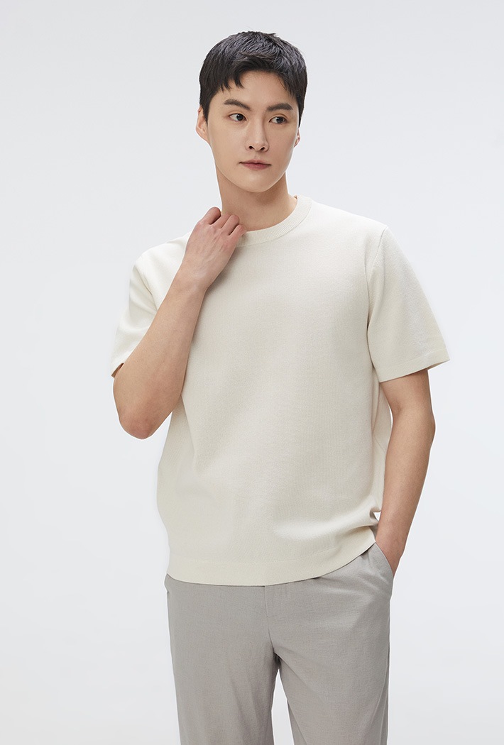 [COOL] ラウンドネック半袖ニットウェア
