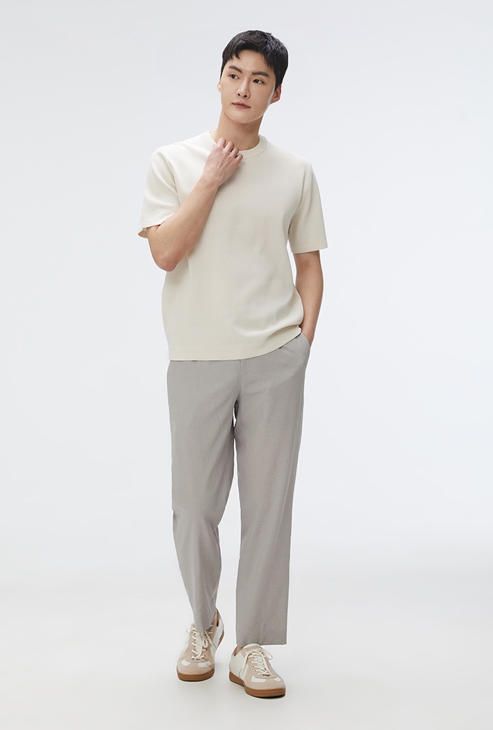 [COOL] ラウンドネック半袖ニットウェア