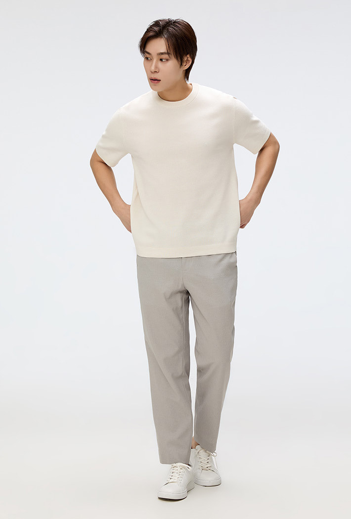 [COOL] ラウンドネック半袖ニットウェア