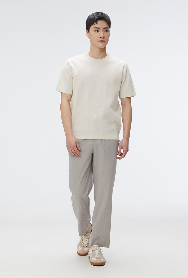 [COOL] ラウンドネック半袖ニットウェア