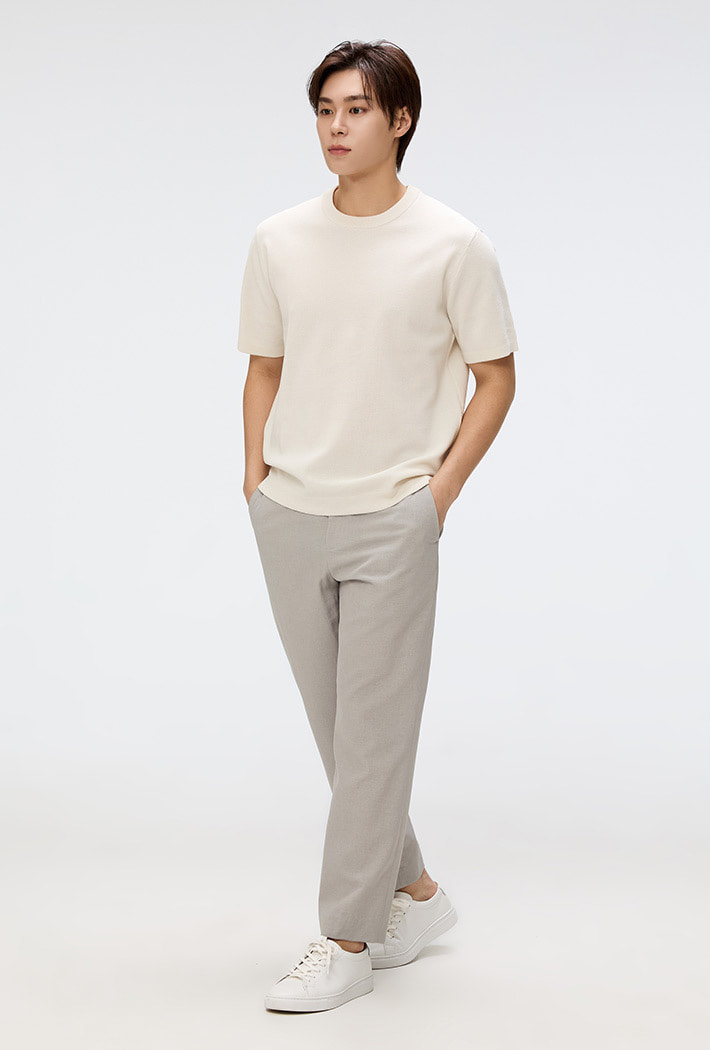 [COOL] ラウンドネック半袖ニットウェア