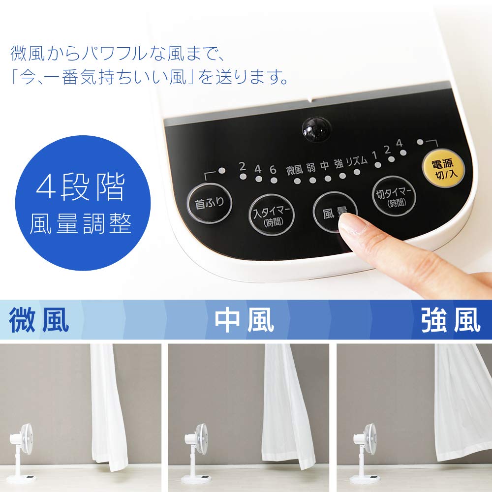アイリスオーヤマ 扇風機 DCモーター 静音 タイマー付 リモコン付 首振り 7枚羽 ソフト気流 風量4段階 LFD-306L ホワイト