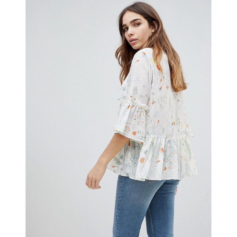 モンキー レディース トップス【Monki Printed Peplum Top】Multi モンキー レディース トップス【Monki Printed Peplum Top】Multi