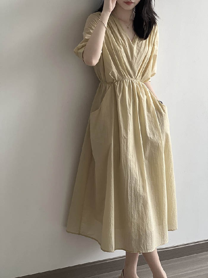 ワンピース 夏 レディース 半袖 Vネック シワ加工 ロング丈 ワンピース 大きいサイズ 夏 秋 ビッグシルエット 幅広カフス お洒落 体型カバー 着痩せ 涼しげ ひんやり 肌触り優しく シンプル カ ワンピース 夏 レディース 半袖 Vネック シワ加工 ロング丈 ワンピース 大きいサイズ 夏 秋 ビッグシルエット 幅広カフス お洒落 体型カバー 着痩せ 涼しげ ひんやり 肌触り優しく シンプル カ