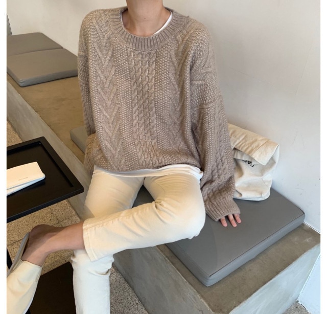 セーター ニット トップス クルーネック ケーブル編み ドロップショルダー オーバーサイズ 長袖 大人可愛い シンプル お洒落 こなれ感 デイリー 普段使い セーター ニット トップス クルーネック ケーブル編み ドロップショルダー オーバーサイズ 長袖 大人可愛い シンプル お洒落 こなれ感 デイリー 普段使い