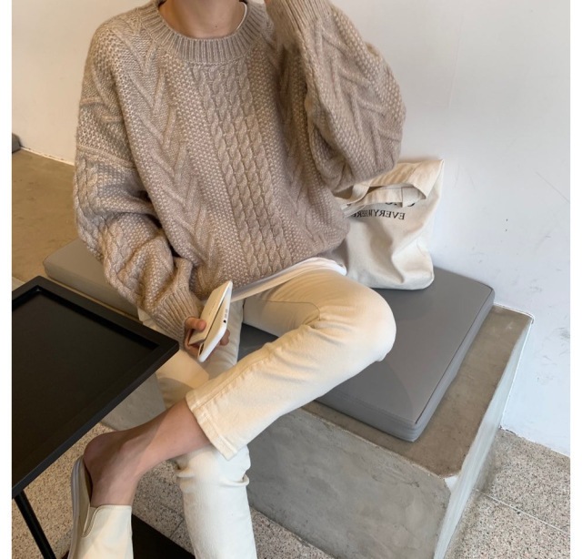 セーター ニット トップス クルーネック ケーブル編み ドロップショルダー オーバーサイズ 長袖 大人可愛い シンプル お洒落 こなれ感 デイリー 普段使い セーター ニット トップス クルーネック ケーブル編み ドロップショルダー オーバーサイズ 長袖 大人可愛い シンプル お洒落 こなれ感 デイリー 普段使い