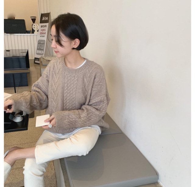 セーター ニット トップス クルーネック ケーブル編み ドロップショルダー オーバーサイズ 長袖 大人可愛い シンプル お洒落 こなれ感 デイリー 普段使い セーター ニット トップス クルーネック ケーブル編み ドロップショルダー オーバーサイズ 長袖 大人可愛い シンプル お洒落 こなれ感 デイリー 普段使い