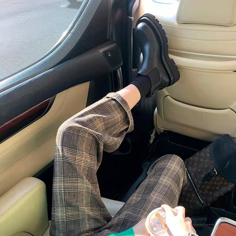 春と秋のラウンドインマーティン厚底煙突チェルシーショートブーツ女