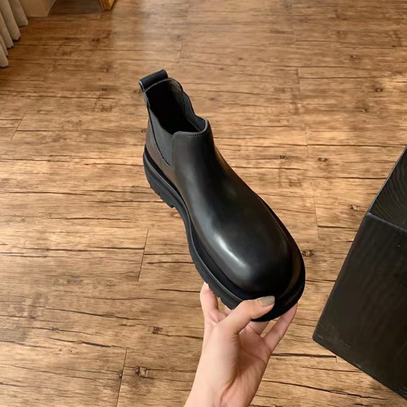 春と秋のラウンドインマーティン厚底煙突チェルシーショートブーツ女