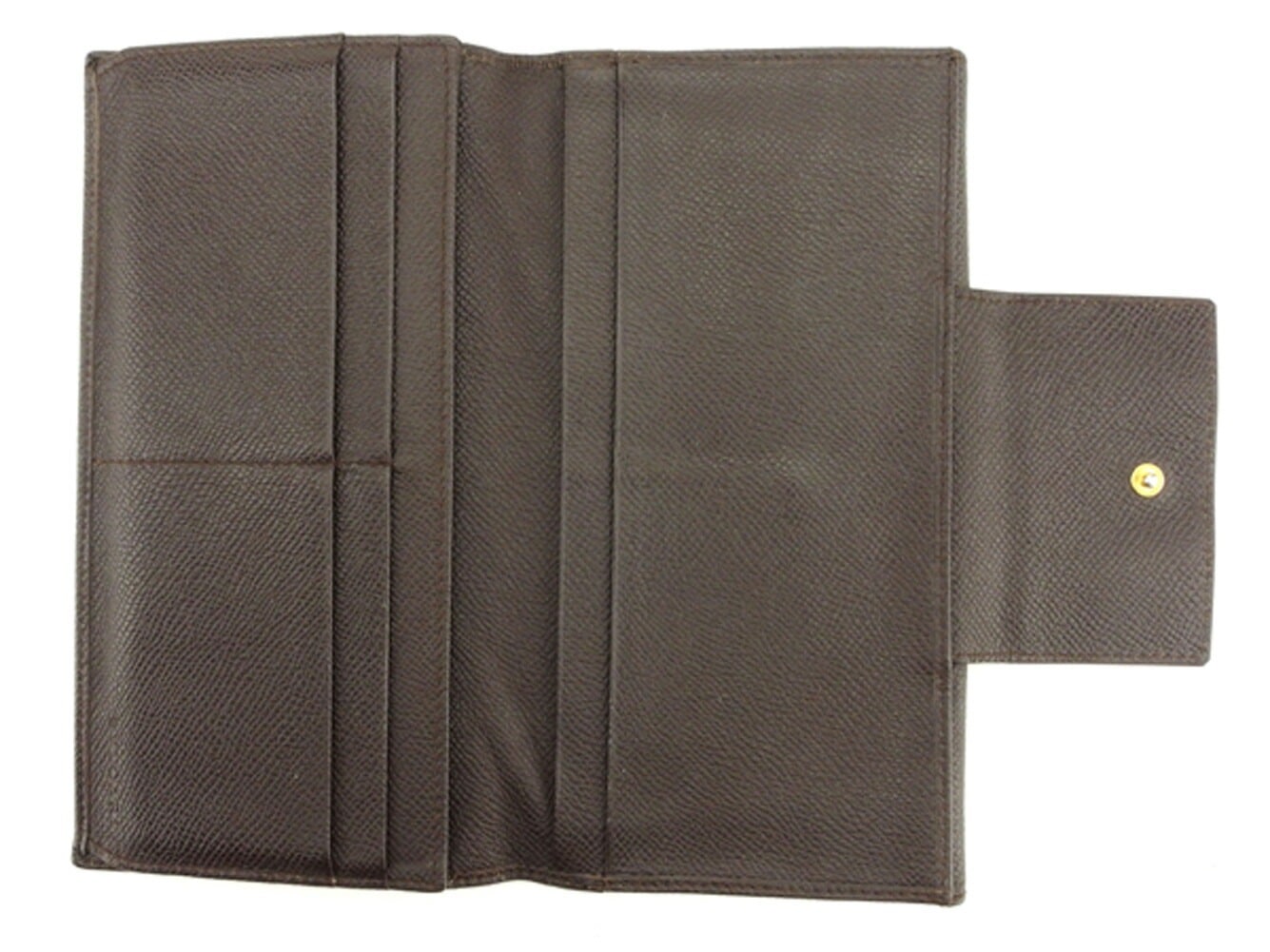 長財布 Wホック 三つ折り 財布 ロゴボタン ブラウン ゴールド 中古