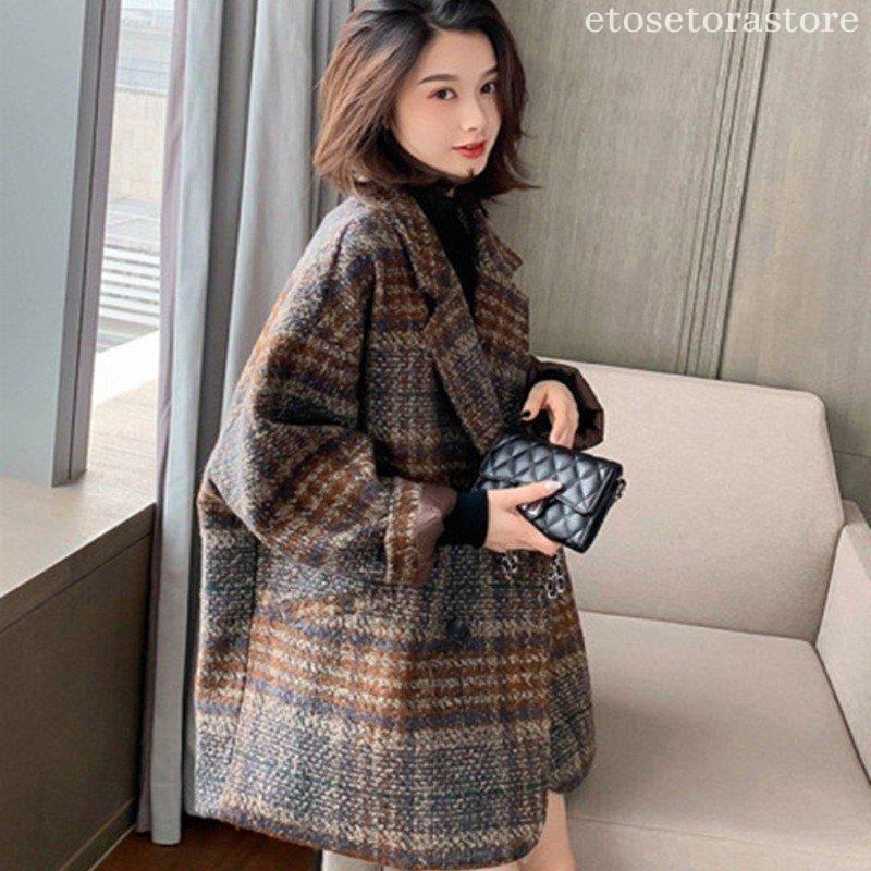 新品 大人気 チェスターコート レデース コーデ ミディアム丈 秋冬 アウター Pコート チェック柄 カジュアル 体型カバー お洒落 着痩せ 上品 通勤 日常 新品 大人気 チェスターコート レデース コーデ ミディアム丈 秋冬 アウター Pコート チェック柄 カジュアル 体型カバー お洒落 着痩せ 上品 通勤 日常