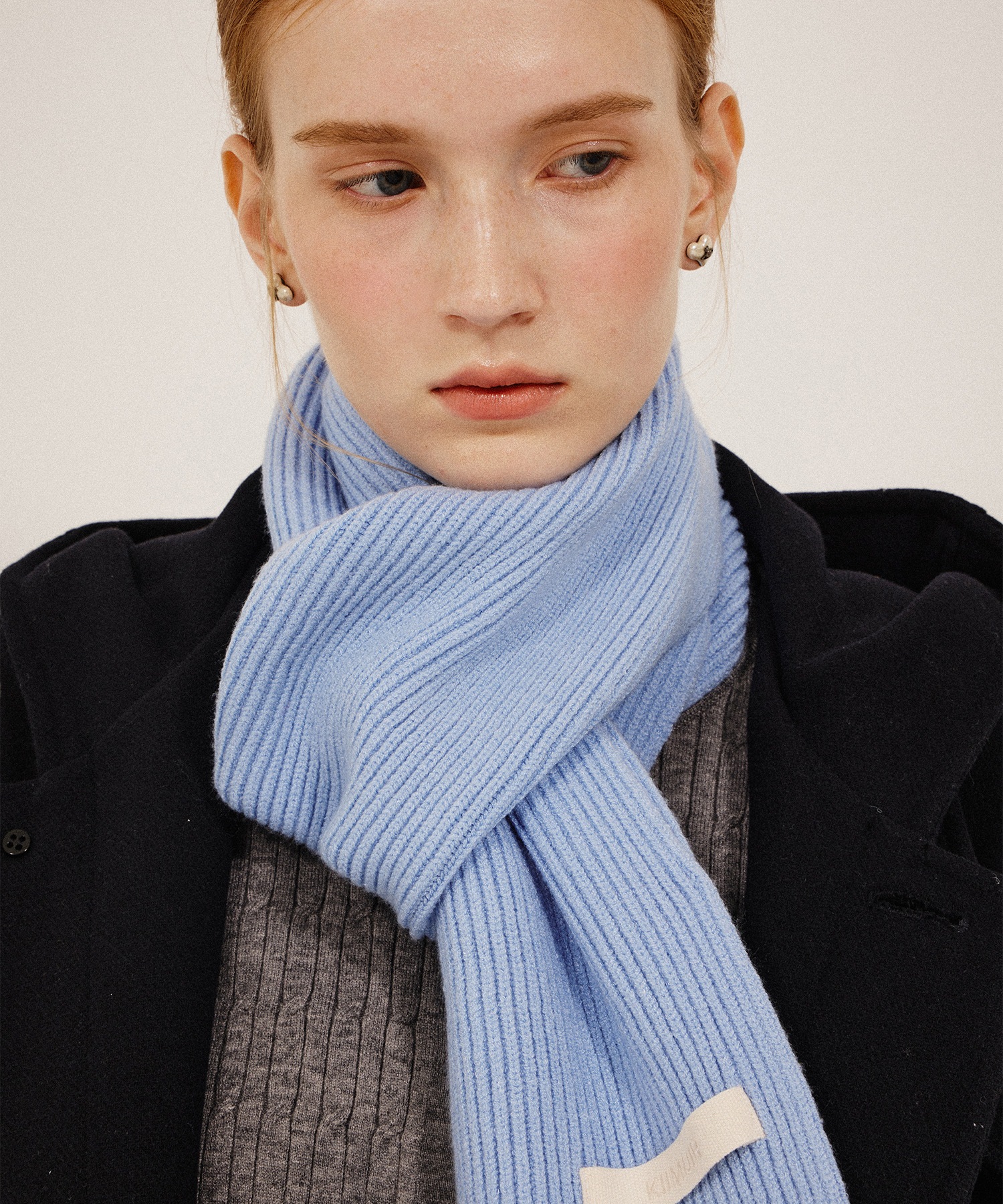 【KIIMUIR】 [SET] BASIC MUFFLER & FINGER HOLE KNIT GLOVES : 2 COLORS