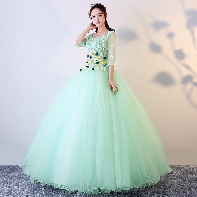 カラードレス 演奏会用 ロングドレス 安い コンサート パーティードレス 発表会 ウェディングカラードレス 二次会 プリンセス 結婚式 ステージ衣装 グリーン