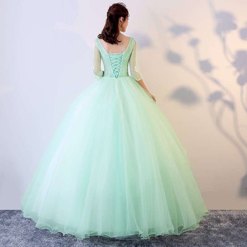 カラードレス 演奏会用 ロングドレス 安い コンサート パーティードレス 発表会 ウェディングカラードレス 二次会 プリンセス 結婚式 ステージ衣装 グリーン