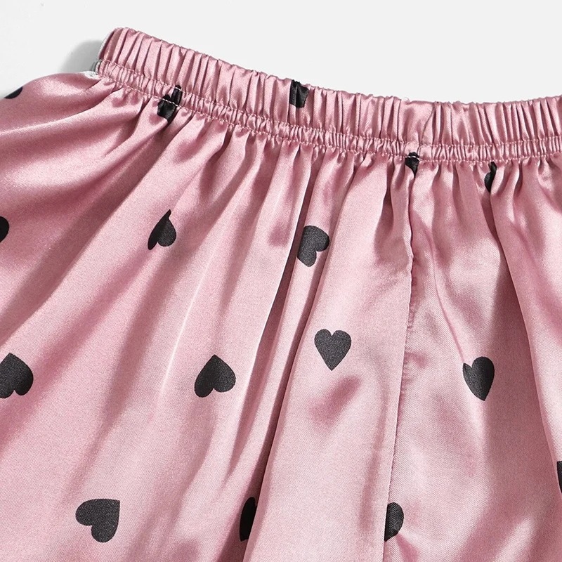 女性用サテンパジャマセット,ナイトウェア,スパゲッティストラップ,プリントパジャマ,ラウンジウェア,ショーツ,7枚 女性用サテンパジャマセット,ナイトウェア,スパゲッティストラップ,プリントパジャマ,ラウンジウェア,ショーツ,7枚