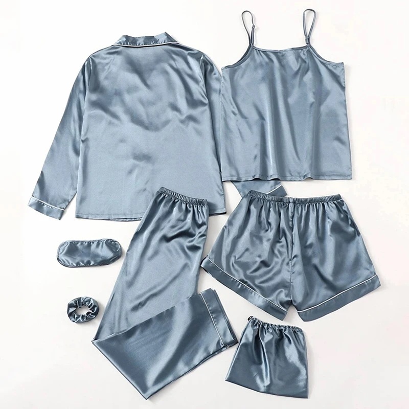 女性用サテンパジャマセット,ナイトウェア,スパゲッティストラップ,プリントパジャマ,ラウンジウェア,ショーツ,7枚 女性用サテンパジャマセット,ナイトウェア,スパゲッティストラップ,プリントパジャマ,ラウンジウェア,ショーツ,7枚