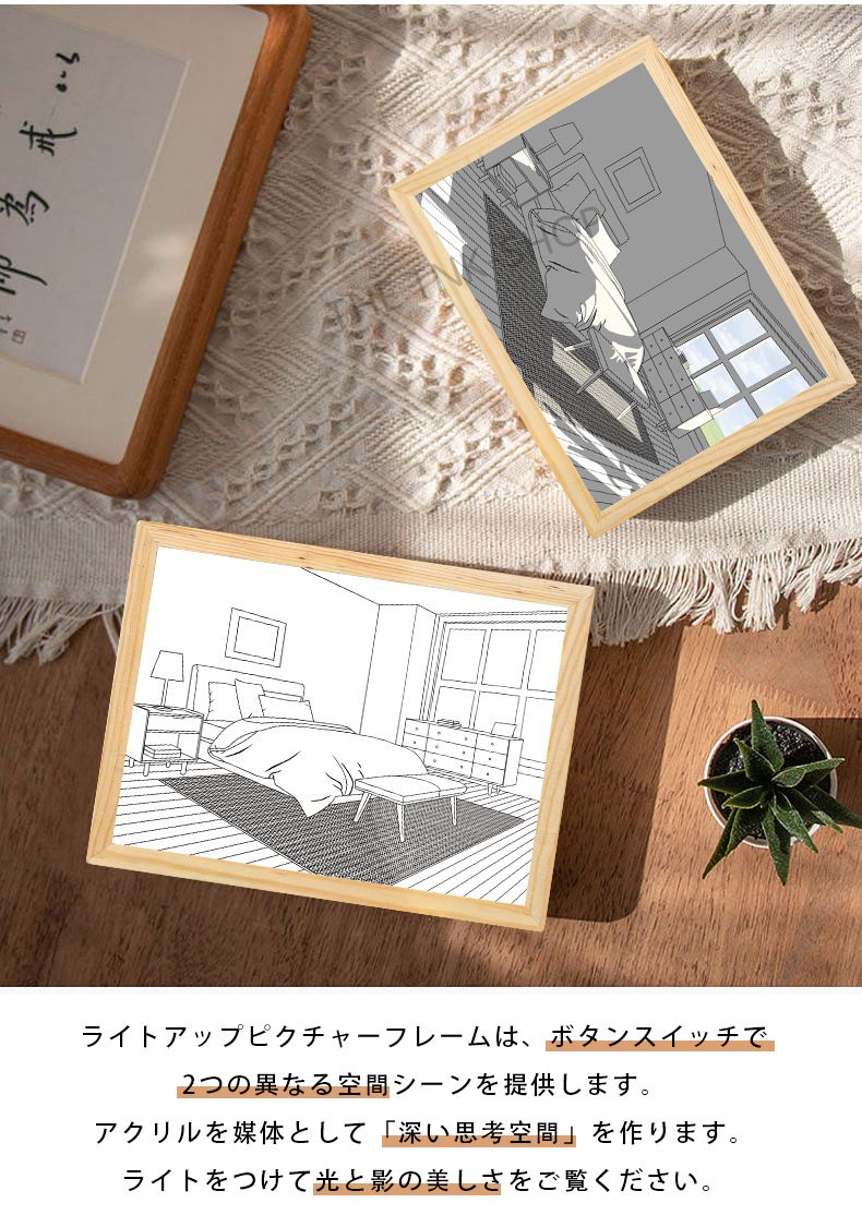 絵画 インテリア 絵 フォトフレーム 風水 玄関 壁掛け おしゃれ アートパネル 3色の色変光輝度調整可能 LED照明 光影変換 USB充電 光と影の壁の写真 階段 壁 アート インテリア リビング