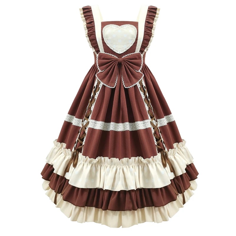 ボブミルクコーヒーロリータスカート 甘くて可愛い水玉模様のロリータドレス プリンセスドレス スウィートロースカート ボブミルクコーヒーロリータスカート 甘くて可愛い水玉模様のロリータドレス プリンセスドレス スウィートロースカート