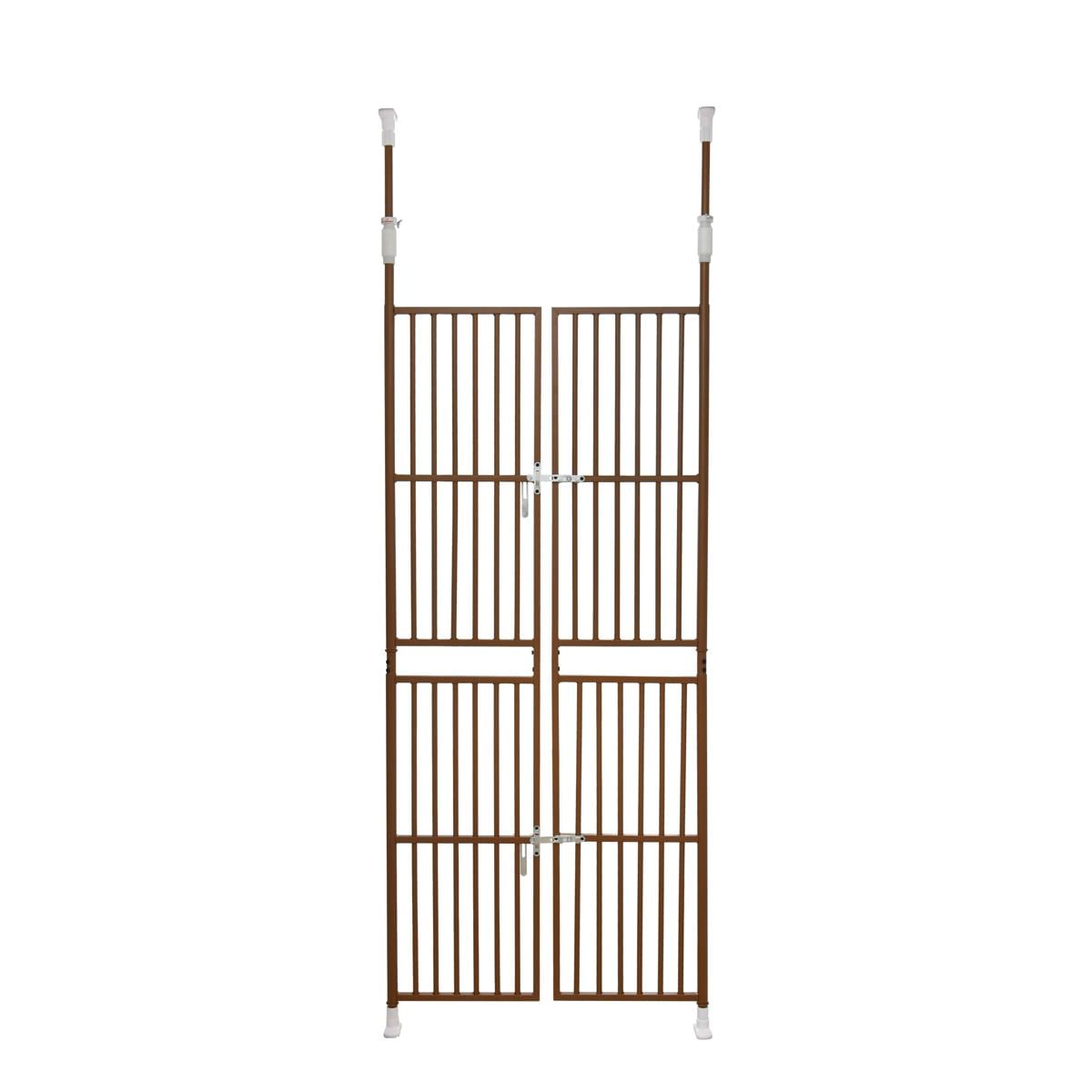 ペット高さ調節対応 191-255cm ドア ケージ留守番脱走防止柵【ブラウン】 ペット高さ調節対応 191～255cm ドア ケージ 取付幅85～91cm 留守番