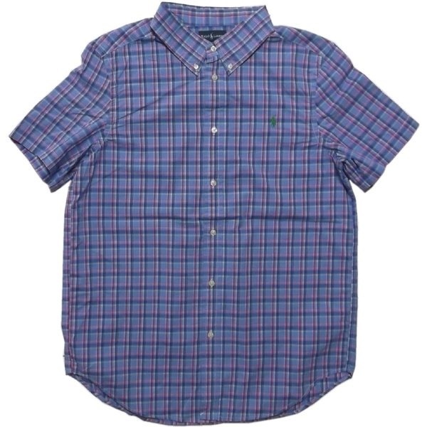 ボーイズサイズ 半袖 ボタンダウンシャツ ブルー boys PR2-686