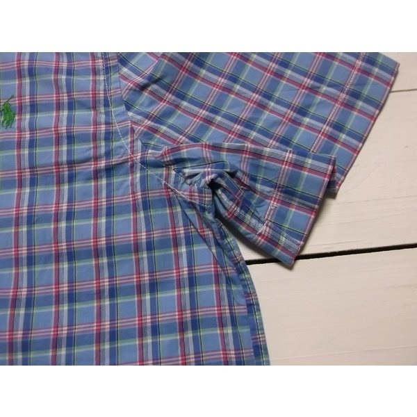 ボーイズサイズ 半袖 ボタンダウンシャツ ブルー boys PR2-686