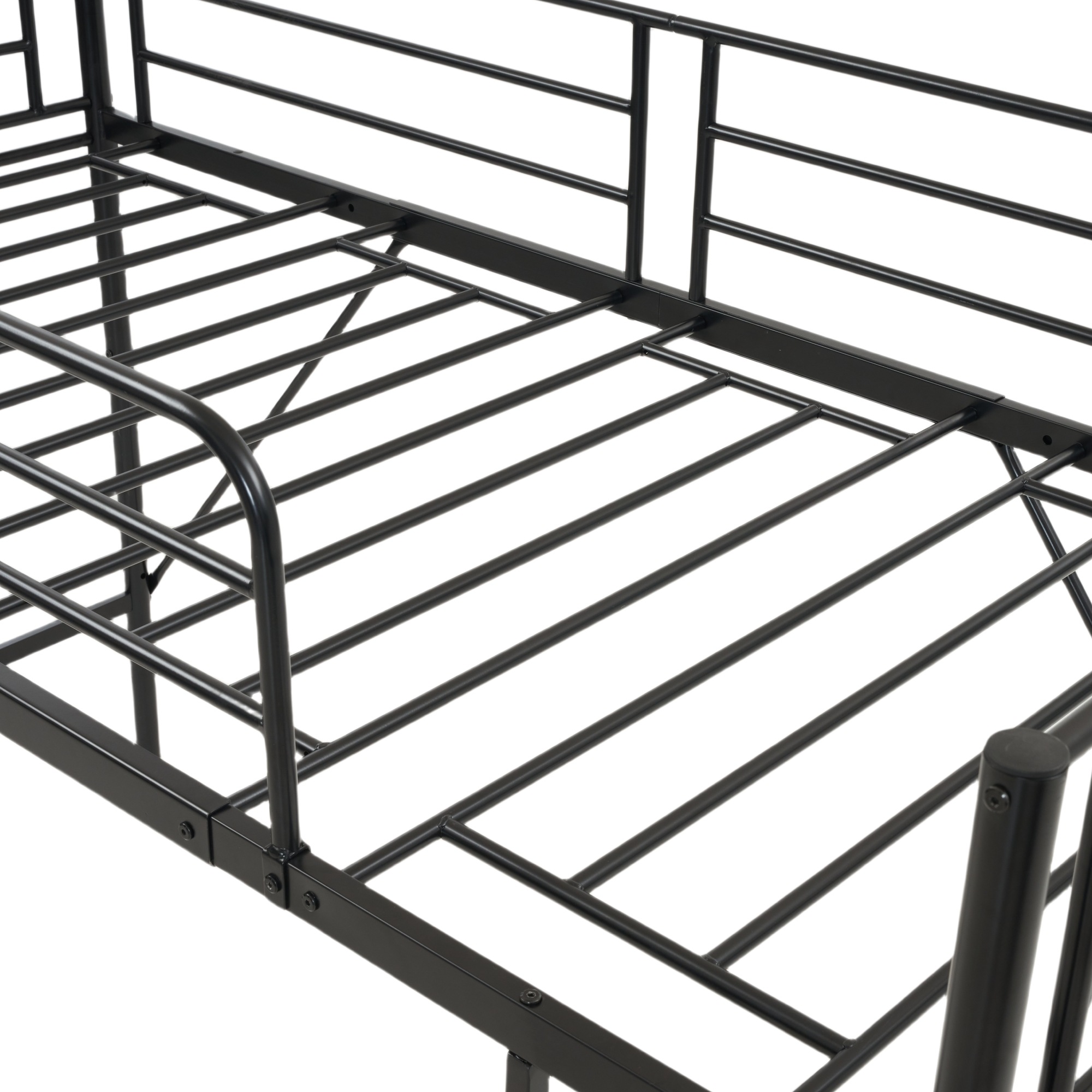 【迅速出荷速達】【新作】【ブラック】ロフトベッドベッドパイプベッドデスク付シングル収納北欧風シングルベッド子供部屋木耐震スチールベッド新作【国内即発送!送料無料！】